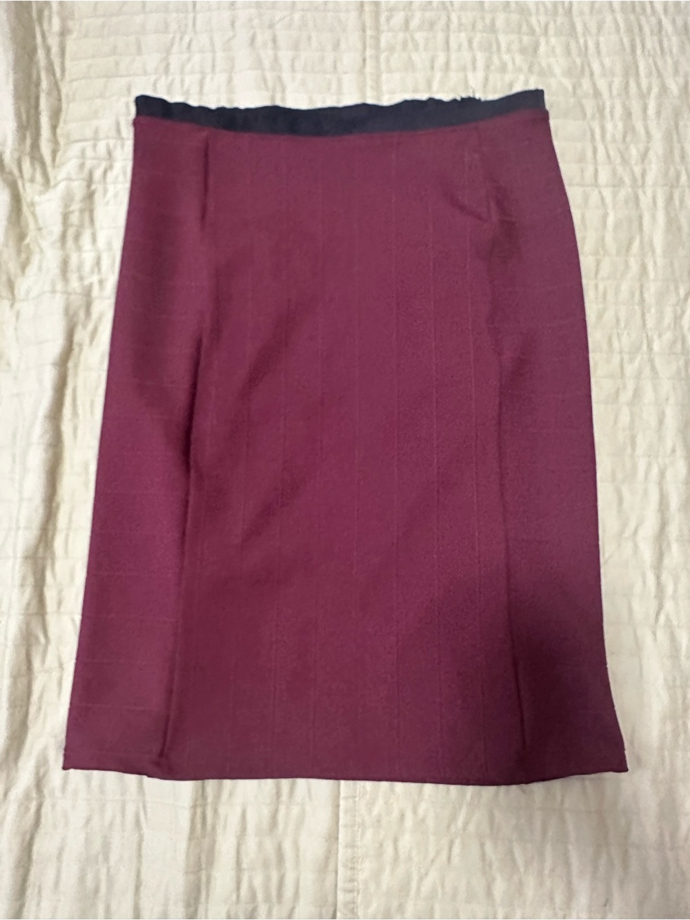 Zara Burgundy Pencil Skirt with Black Waistband